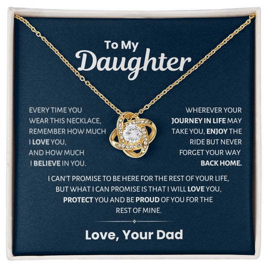 To my Daughter, Life's Journey, Love Knot Necklace from Dad