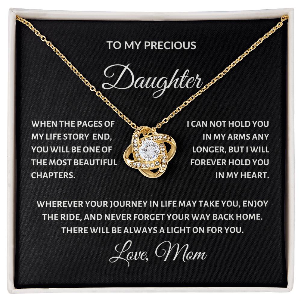 To my Precious Daughter , Love Knot Necklace | Going away Gift.