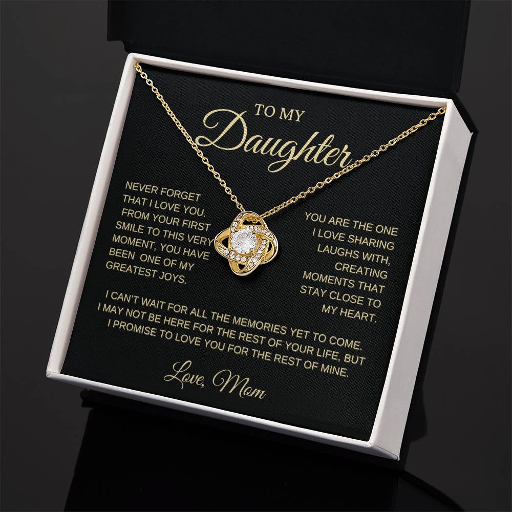 To my Daughter, First Smile, Love Knot Necklace