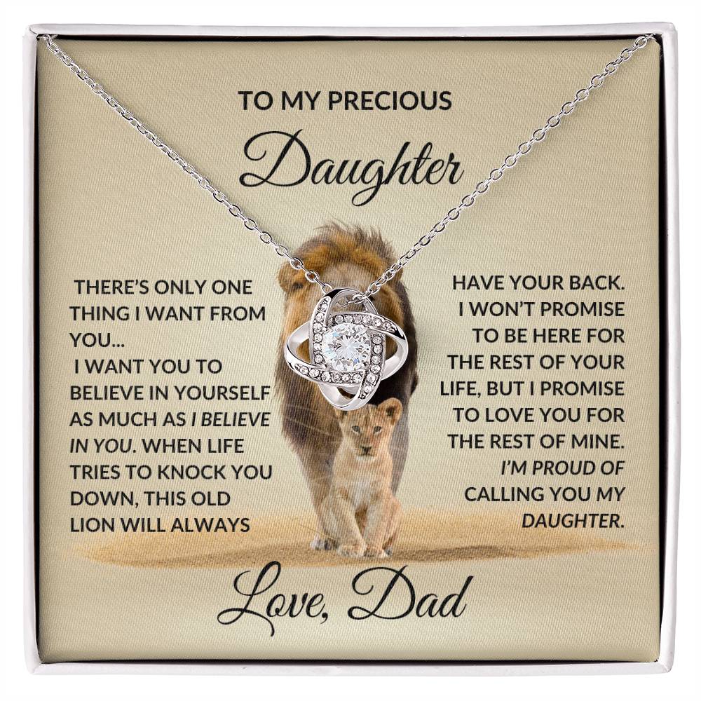 To My Precious Daughter, Love Knot Necklace from Dad