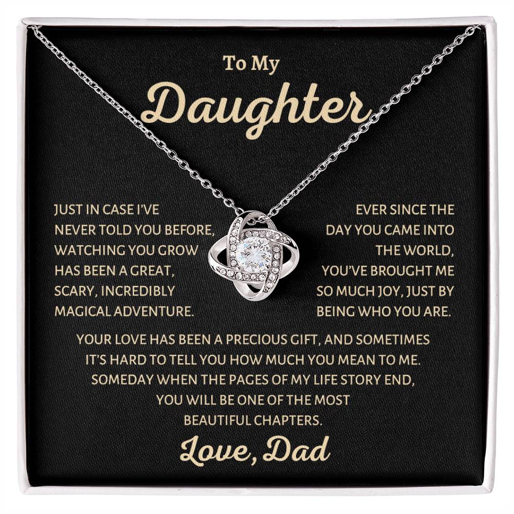 To my Daughter, My Greatest Adventure, Love Knot Necklace from Dad