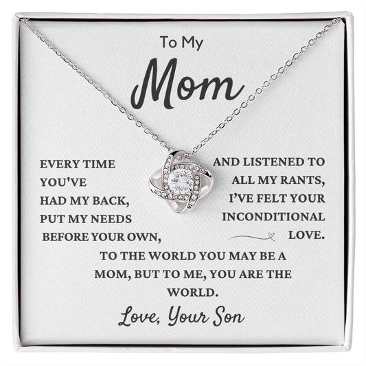 To My Mom, From Son | Love Knot Necklace