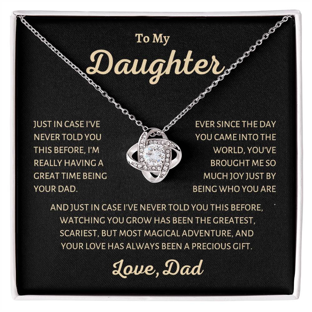 To My Daughter, My Greatest Adventure, Love Knot Necklace from Dad