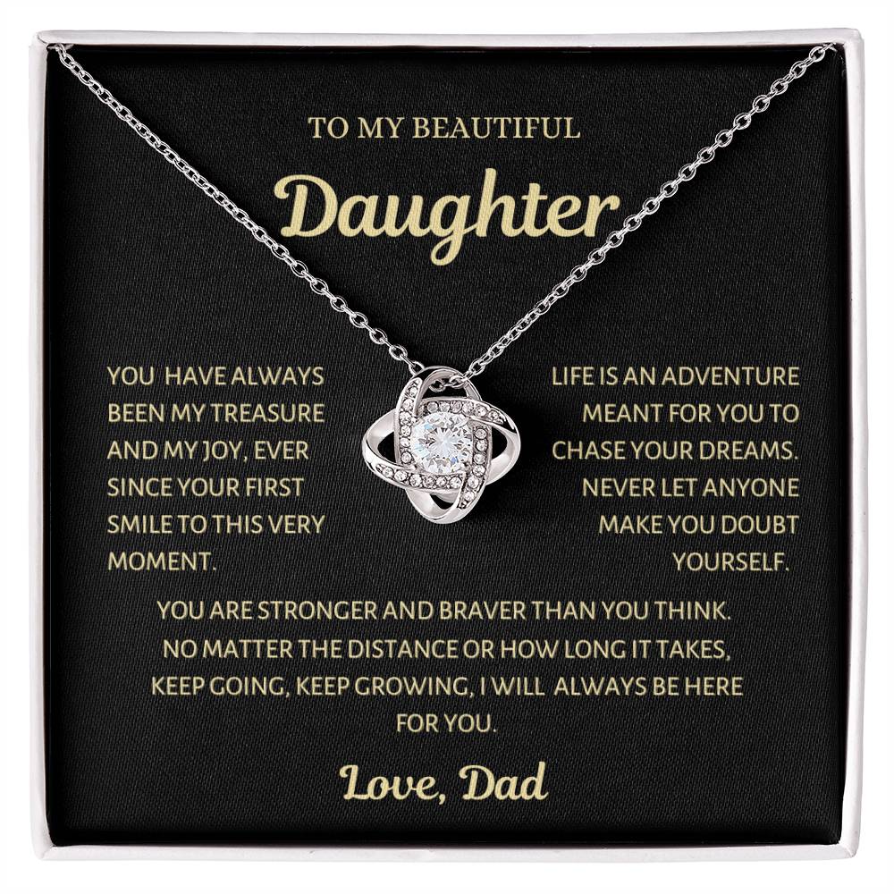 To my Daughter, Your first Smile, Love Knot Necklace from Dad