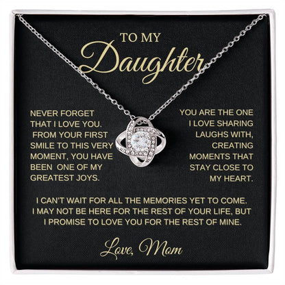 To my Daughter, First Smile, Love Knot Necklace