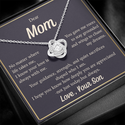 To Mom, Your Love is Always with Me, Love Knot Necklace