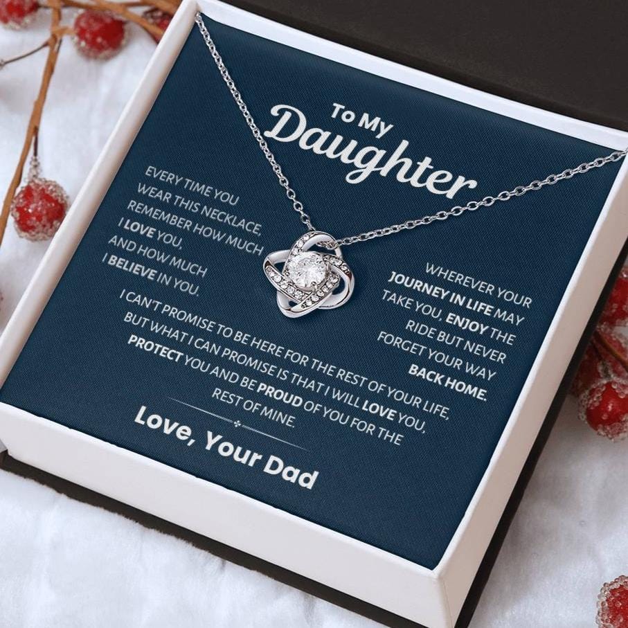 To my Daughter, Life's Journey, Love Knot Necklace from Dad