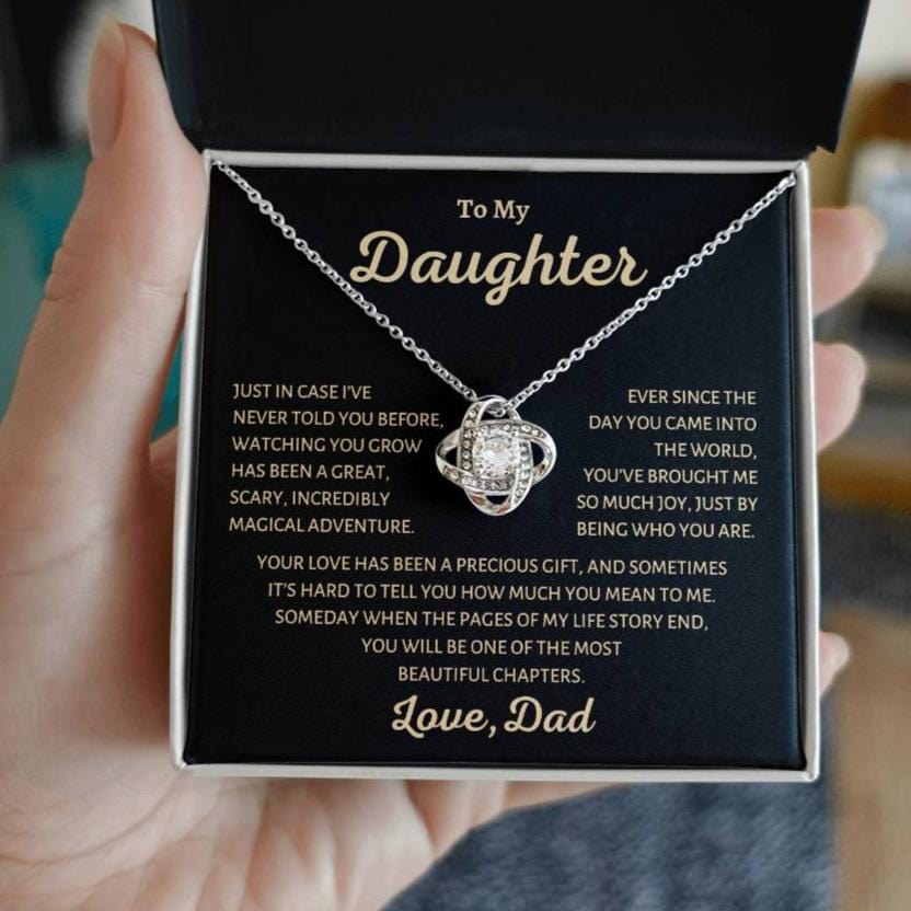 To my Daughter, My Greatest Adventure, Love Knot Necklace from Dad