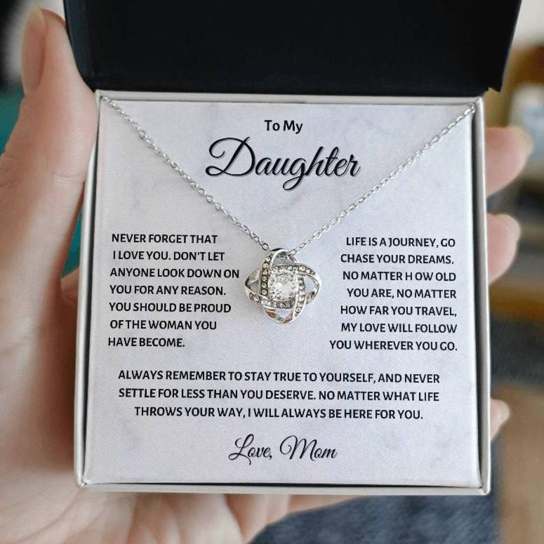 To My Daughter, Chase your Dreams, Love Knot Necklace from Mom