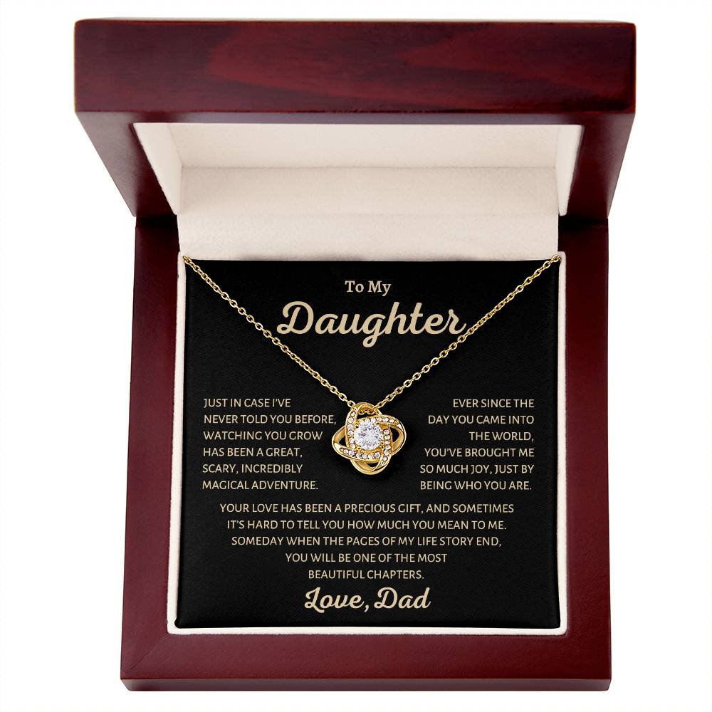 To my Daughter, My Greatest Adventure, Love Knot Necklace from Dad