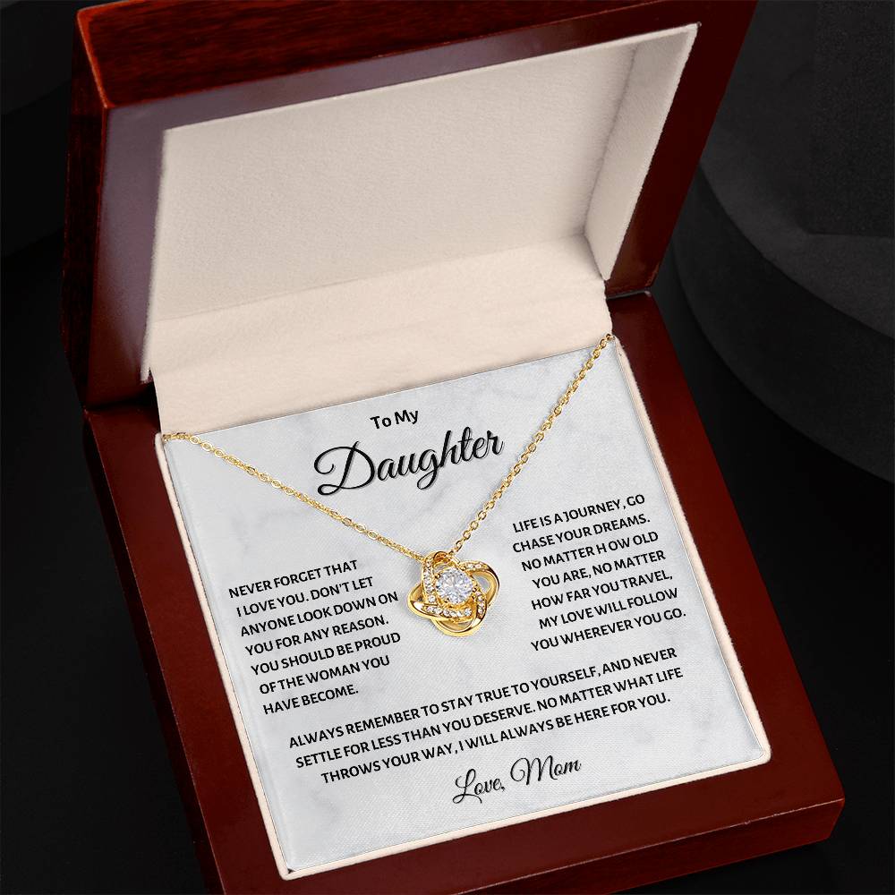 To My Daughter, Chase your Dreams, Love Knot Necklace from Mom