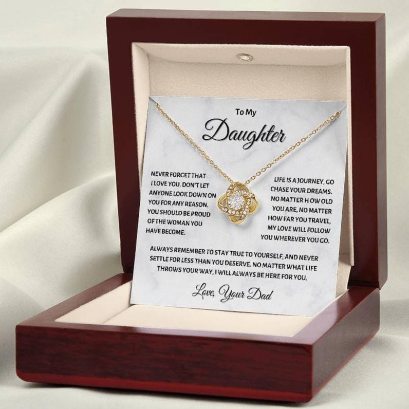 To my Daughter, Chase your Dreams, Love Knot Necklace, from Dad