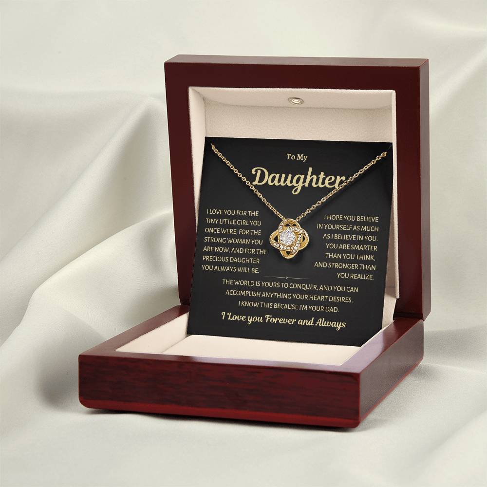 To My Daughter, Conquer the World, Love Knot Necklace from Dad