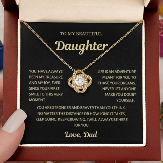 To my Daughter, Your first Smile, Love Knot Necklace from Dad