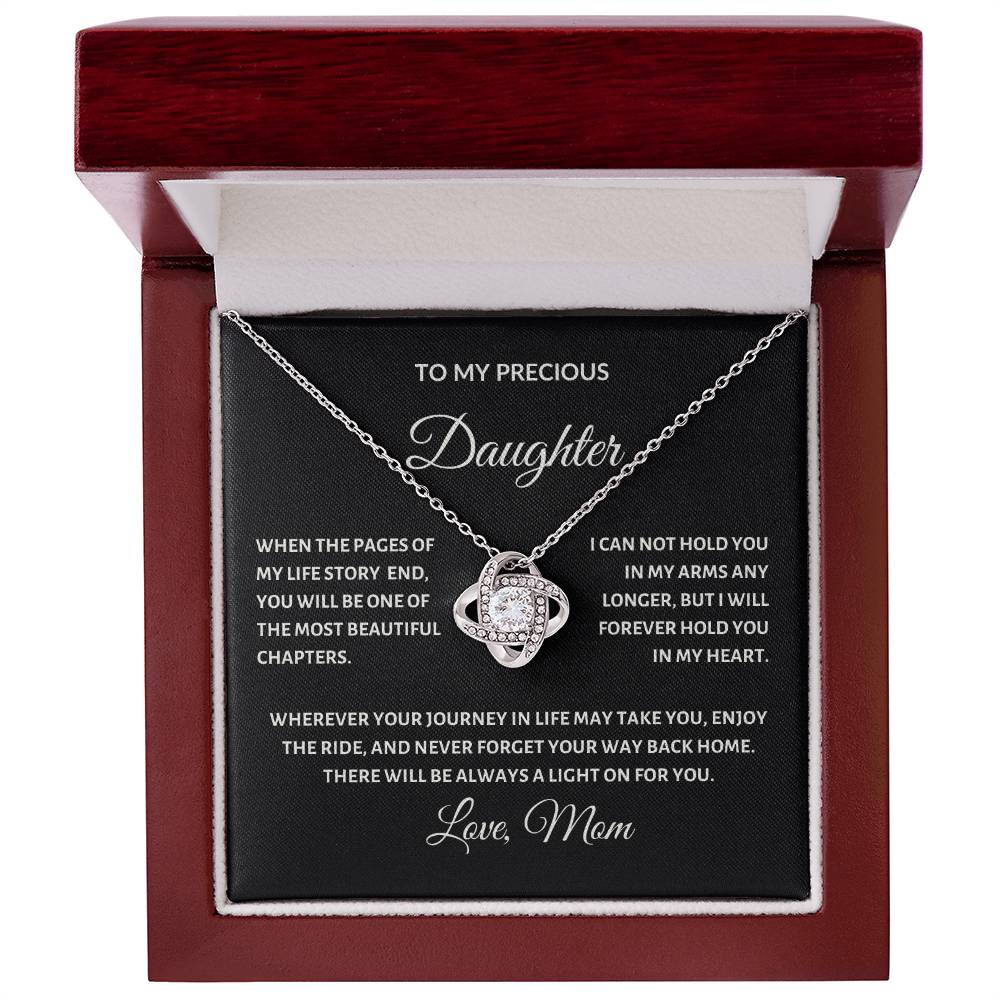 To my Precious Daughter , Love Knot Necklace | Going away Gift.