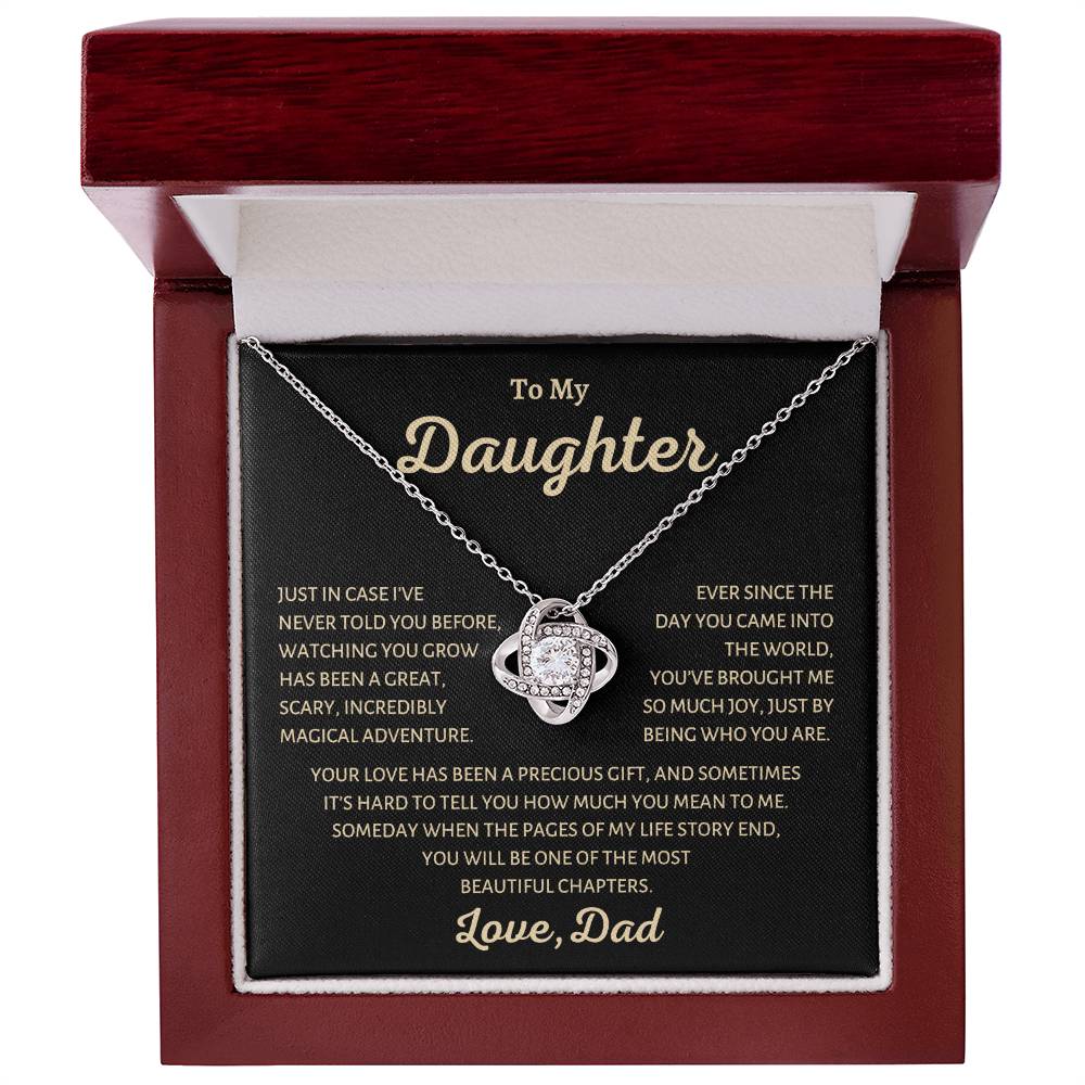 To my Daughter, My Greatest Adventure, Love Knot Necklace from Dad