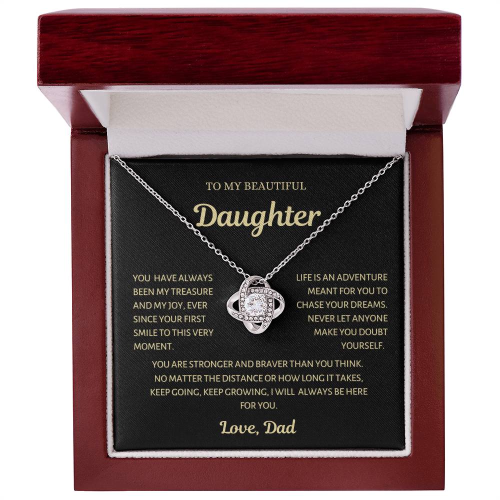 To my Daughter, Your first Smile, Love Knot Necklace from Dad