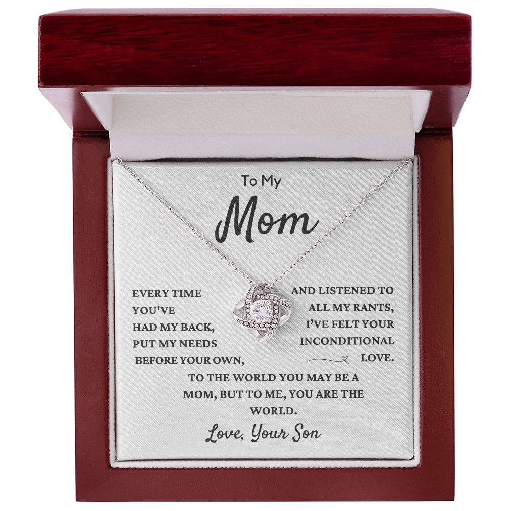 To My Mom, From Son | Love Knot Necklace