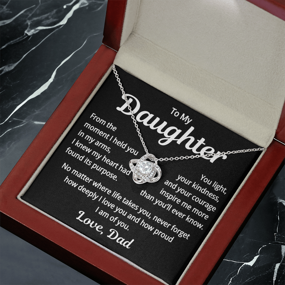 The moment I Held you... Love Knot Necklace for Daughter