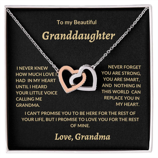 To my Beautiful Granddaughter, Interlocking Hearts Necklace