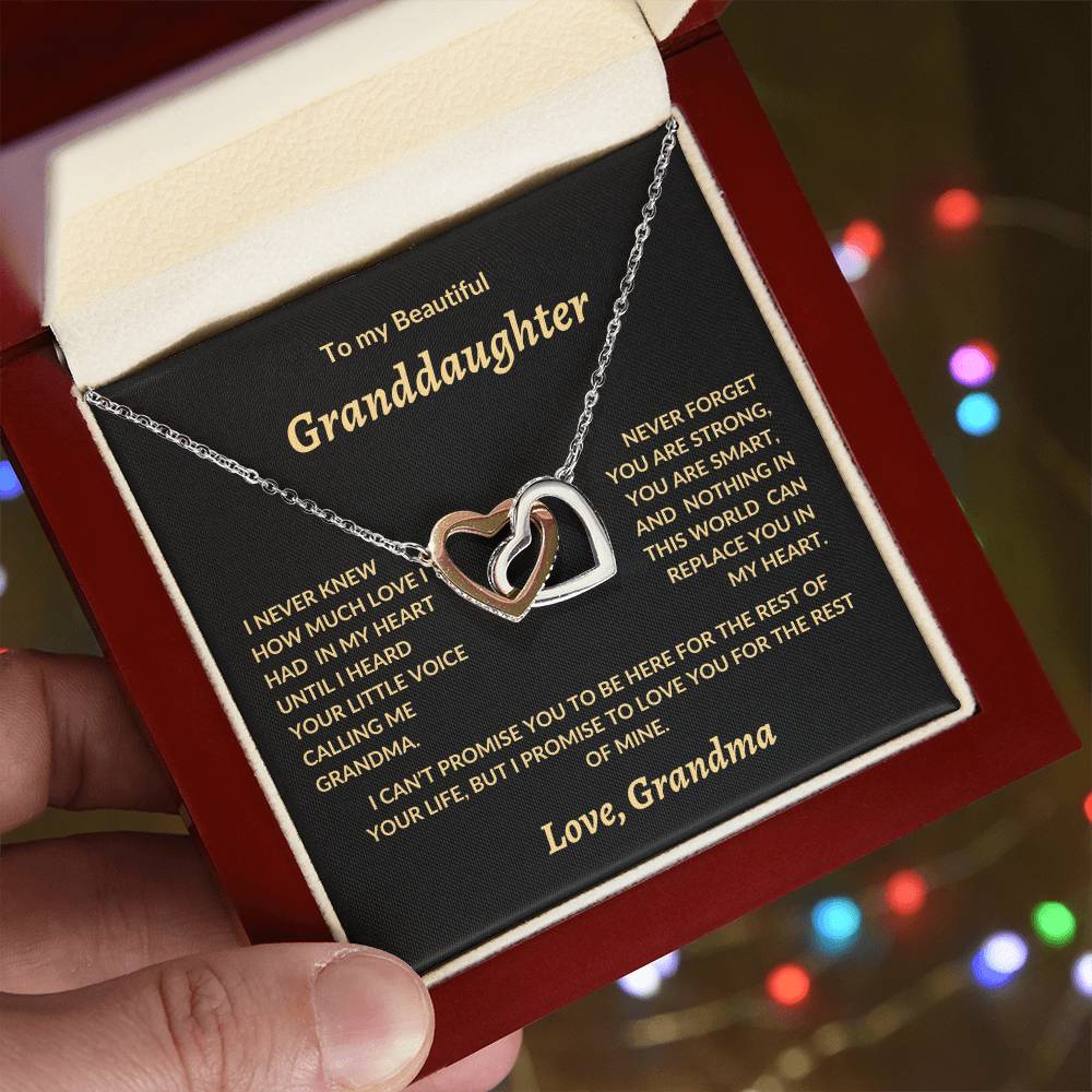 To my Beautiful Granddaughter, Interlocking Hearts Necklace