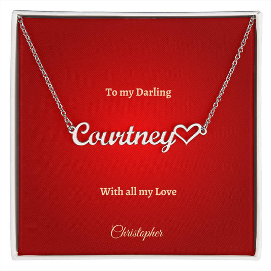 Heart Name Necklace with Personalized Card