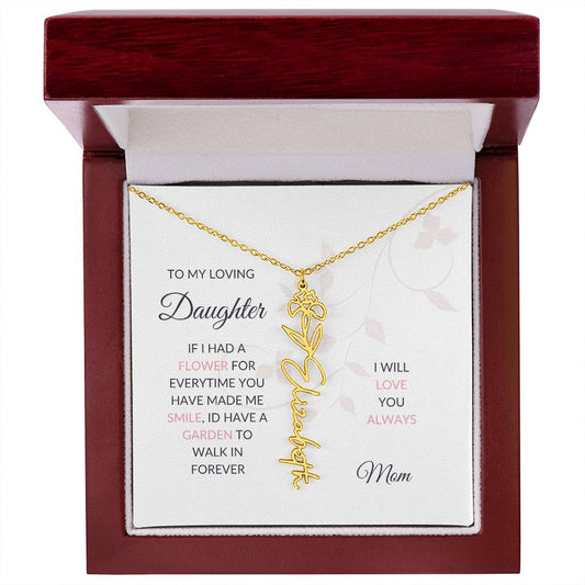 To my Daughter Birth Flower Name Necklace