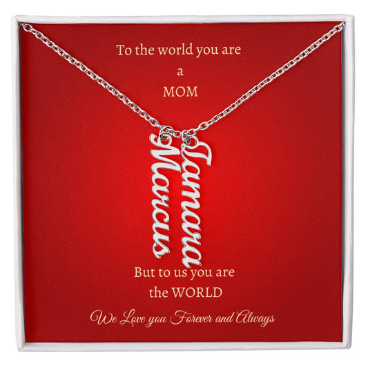 Personalized Vertical Name Necklace for Mom