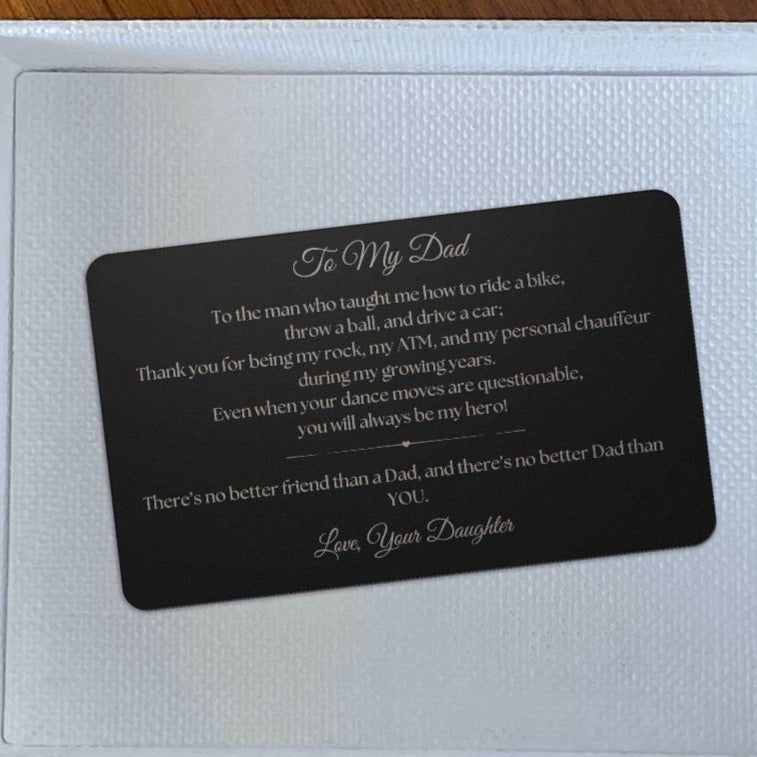 To My Dad , Engraved Wallet Card