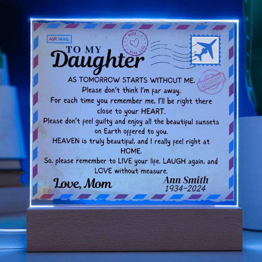 Post card to Daughter from Heaven Acrylic Square Plaque/Nightlight ( Personalized)