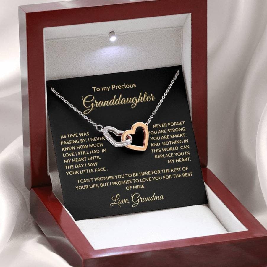 To my Precious Granddaughter Interlocking Hearts Personalized Necklace