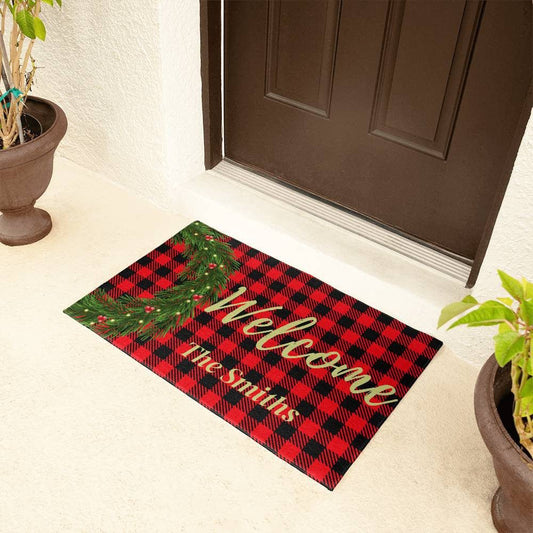 Christmas Theme Personalized Welcome Mat