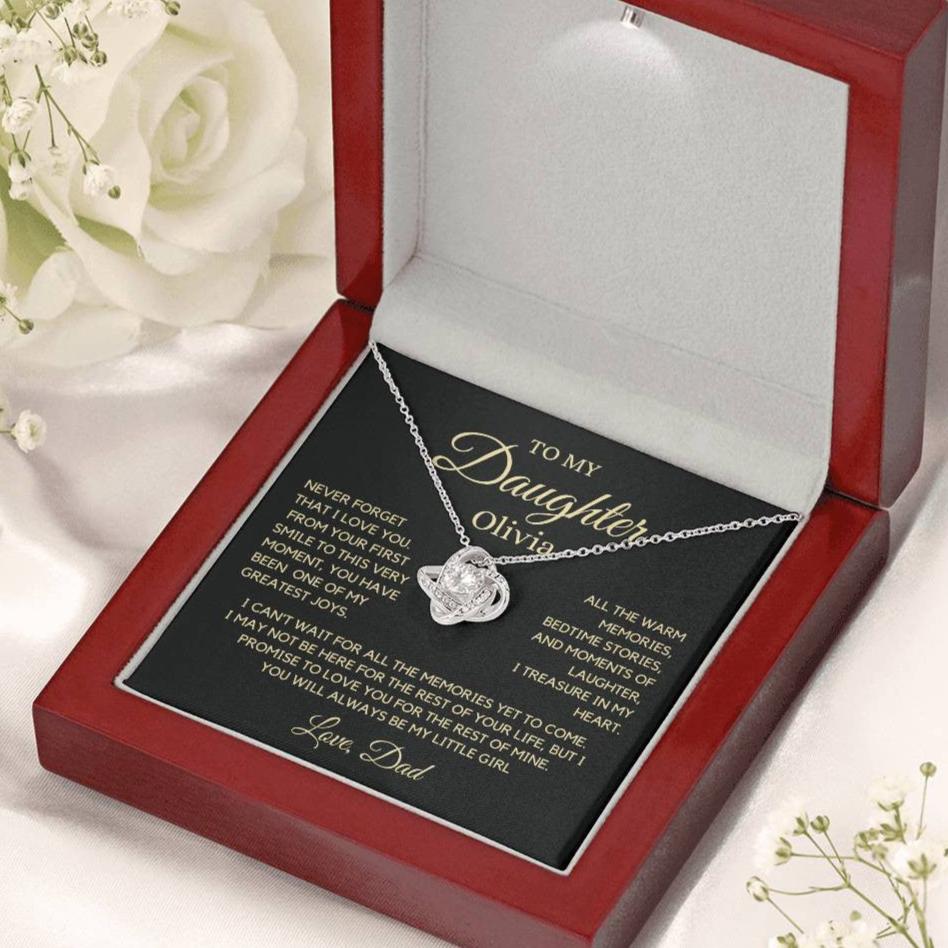 To my Daughter, First Smile, Personalized Love Knot Necklace  GB 2