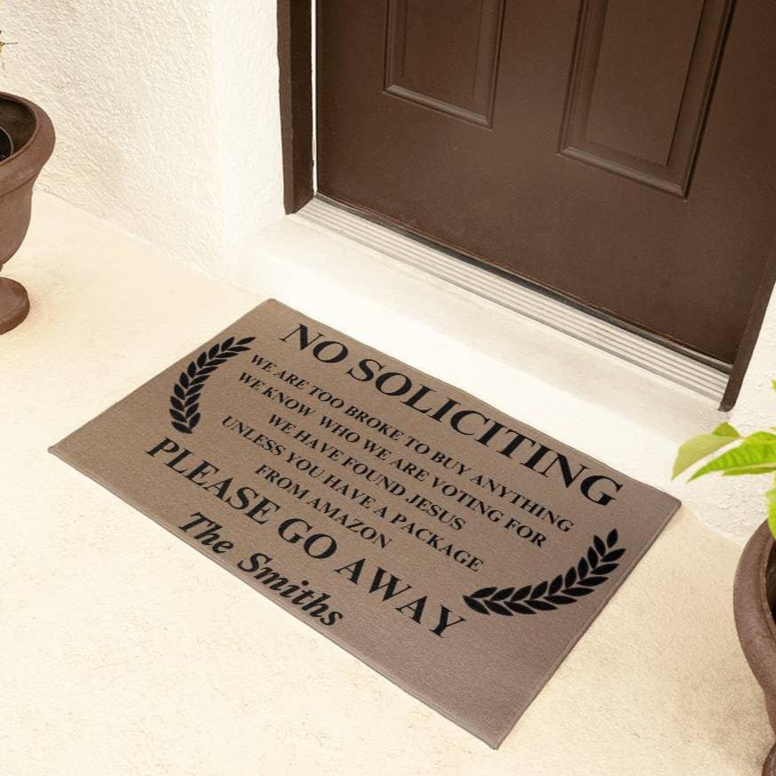 Personalized Doormat, No Soliciting Sign