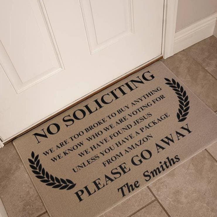 Personalized Doormat, No Soliciting Sign