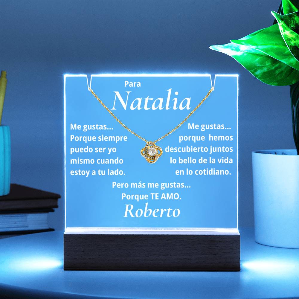 Regalo Personalizado para Esposa de su Esposo, Collar con Nombre y Mensaje de Amor, Regalo de Aniversario para Esposa