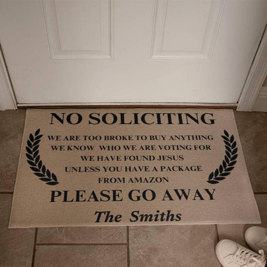 Personalized Doormat, No Soliciting Sign