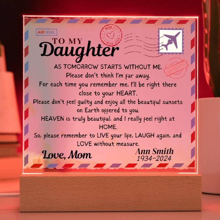 Post card to Daughter from Heaven Acrylic Square Plaque/Nightlight ( Personalized)