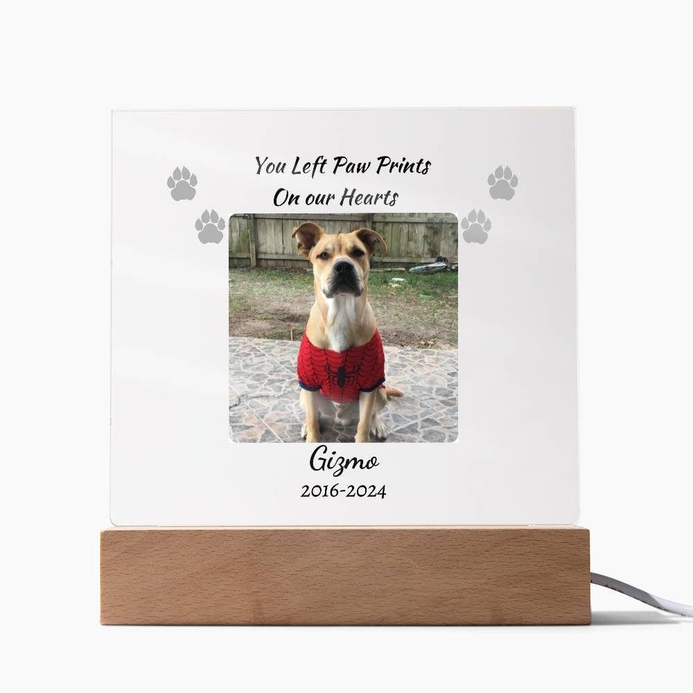 Paw prints on our Hearts, Pet Memorial Acrylic Plaque