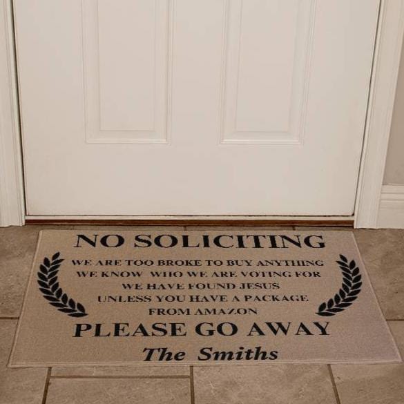 Personalized Doormat, No Soliciting Sign