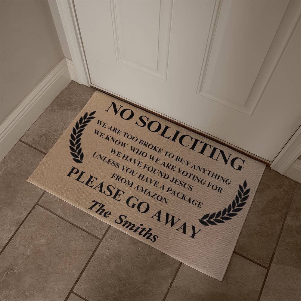 Personalized Doormat, No Soliciting Sign