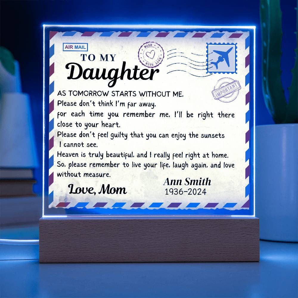 Postcard from Heaven, Memorial Acrylic Square Plaque/Night light