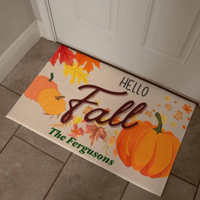 Personalized Welcome Mat , Seasonal Fall Decor