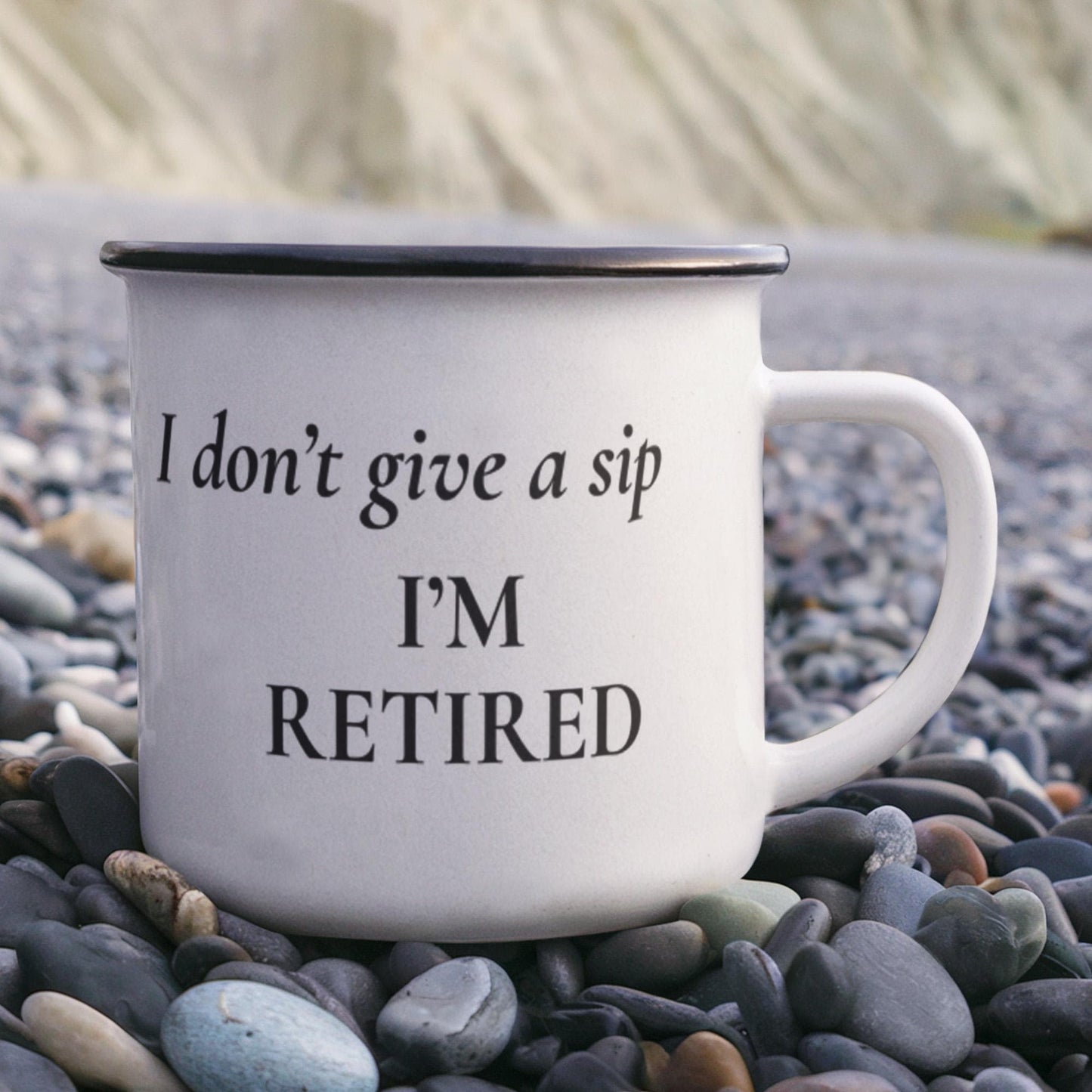I Don’t Give a Sip I’m Retired Camping Mug | Funny Retirement Gift | Retired Gift for Men or Women | Enamel Camp Mug | Coffee Mug