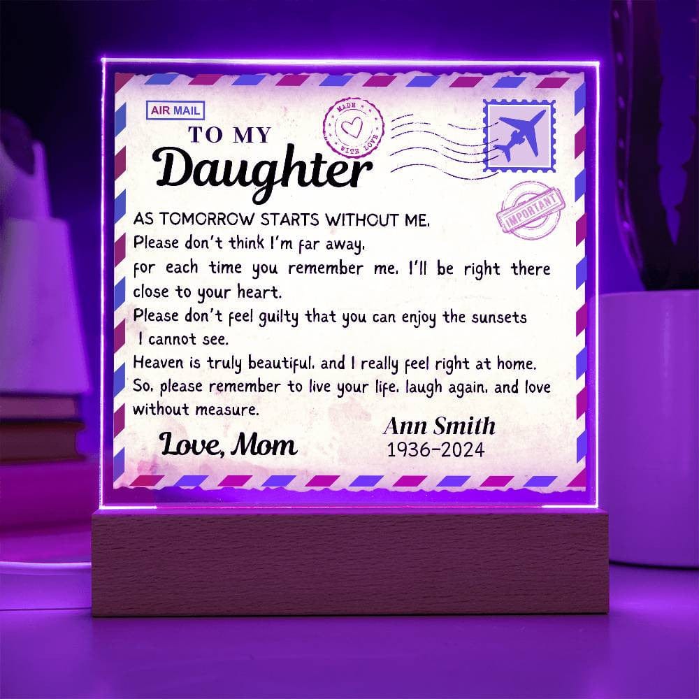 Postcard from Heaven, Memorial Acrylic Square Plaque/Night light