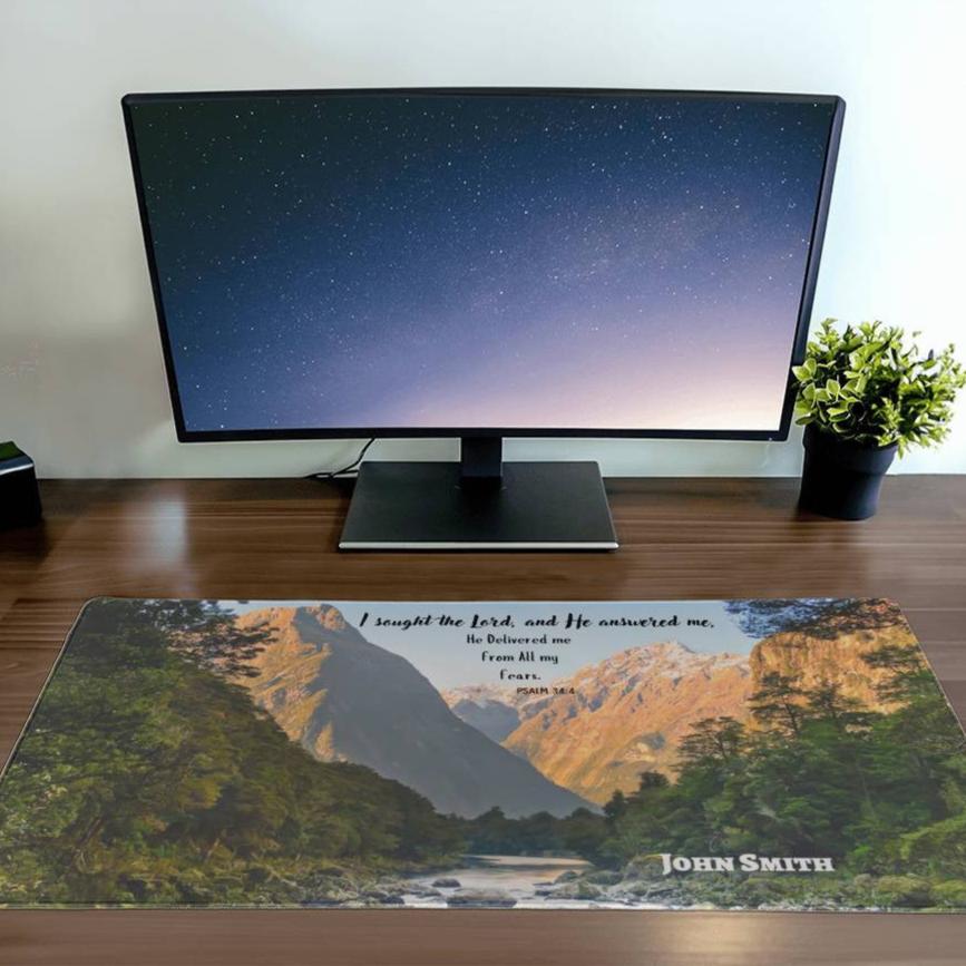 Personalized Desk Mat with Bible Verse