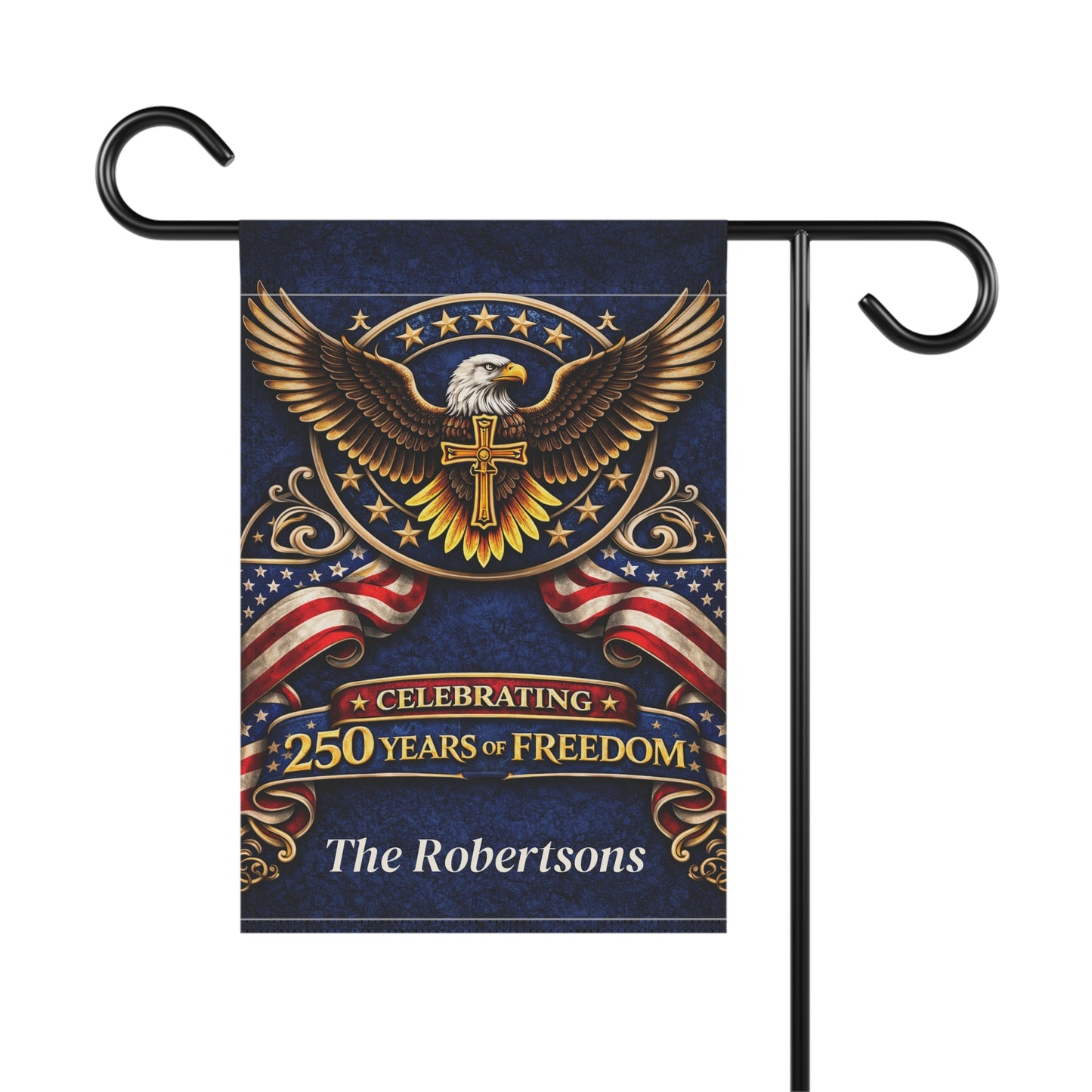 Patriotic Garden Flag, 250 Years of Freedom Flag, Christian Americana Yard Flag, Eagle Cross Outdoor Decor, Fourth of July Garden Flag