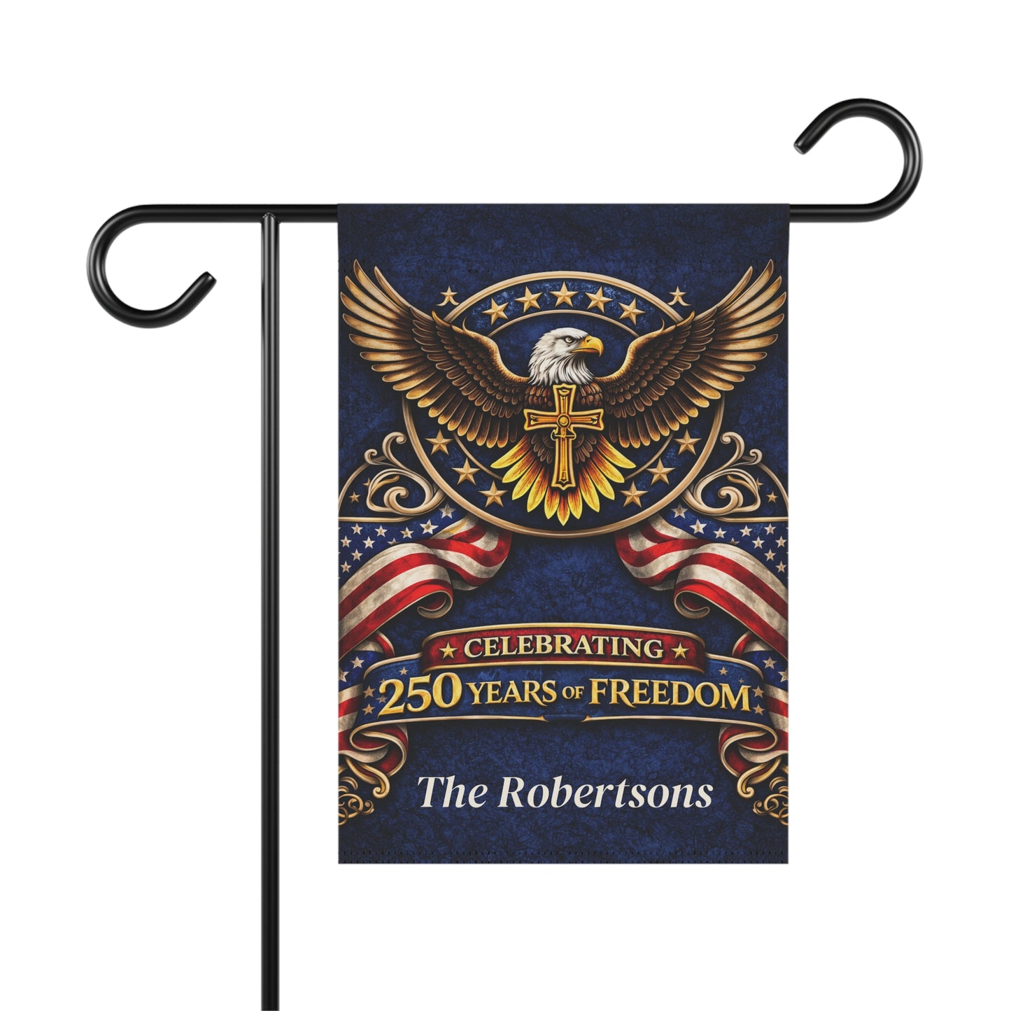 Patriotic Garden Flag, 250 Years of Freedom Flag, Christian Americana Yard Flag, Eagle Cross Outdoor Decor, Fourth of July Garden Flag