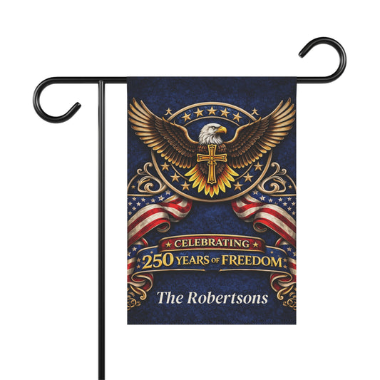 Patriotic Garden Flag, 250 Years of Freedom Flag, Christian Americana Yard Flag, Eagle Cross Outdoor Decor, Fourth of July Garden Flag